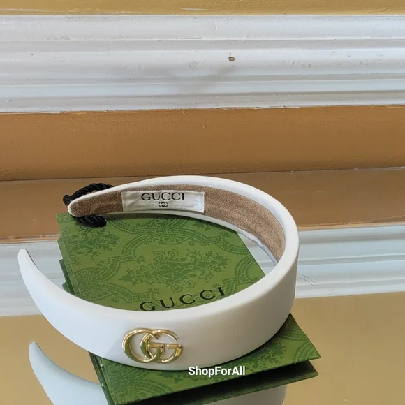 Gucci White Headband with Gold Accent display picture 2